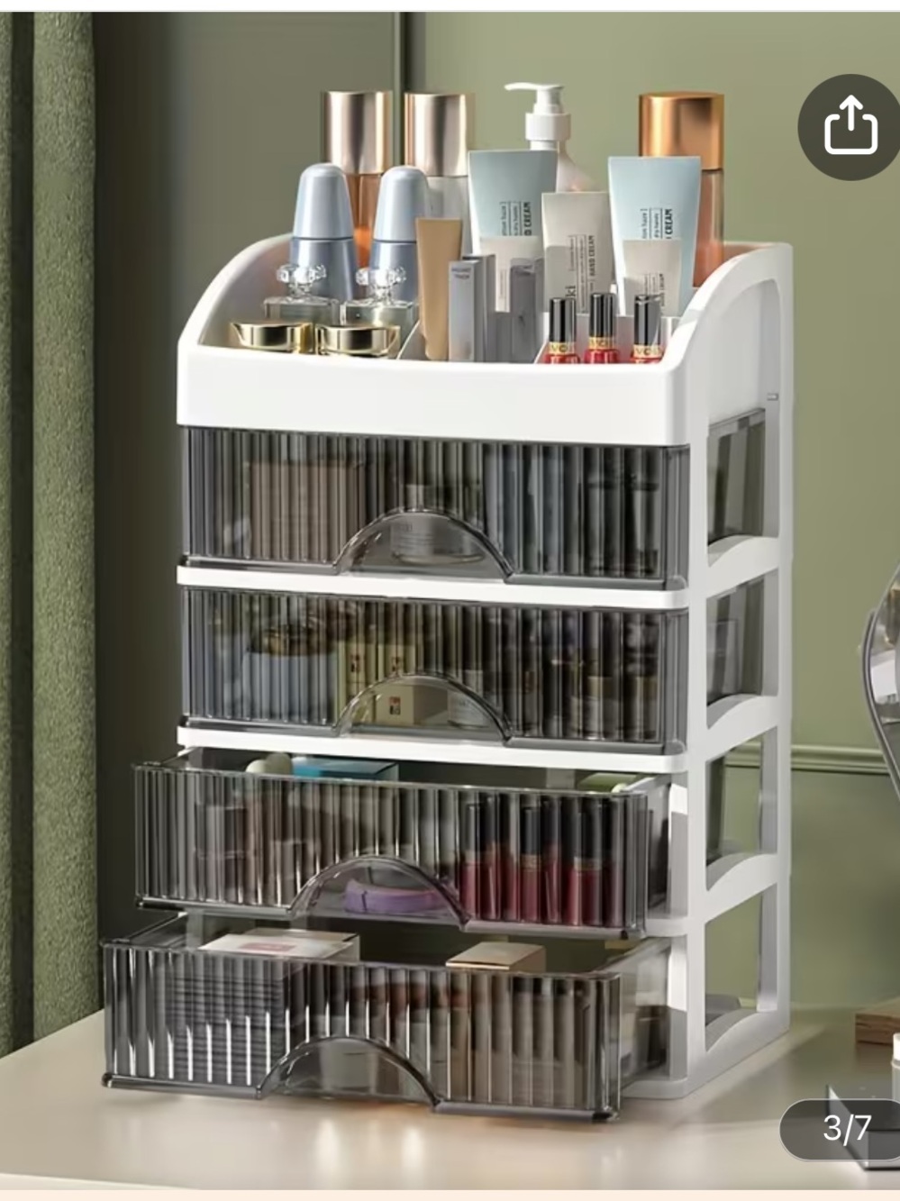 Clear & White Makeup Organizer - 4 Drawer Cosmetic Storage